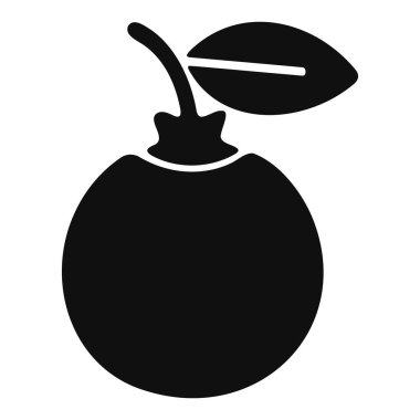 Limon ya da limon gibi, yaprağı ve sapı olan biçimlendirilmiş turunç meyvesinin siyah silueti..