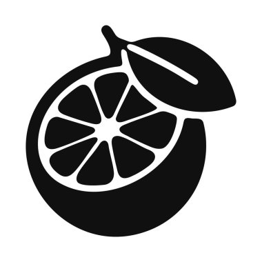 Yarım portakallı, segmentli ve yapraklı bir simge.