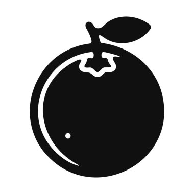 Yaprak ve saplı bir portakalın siyah silueti, grafik simgesi