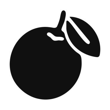 Tüm Turuncu Simge, Yapraklı Meyve Silueti, Citrus Grafik Vektörü