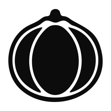 Beyaz arkaplanda bir soğan simgesinin siyah silueti