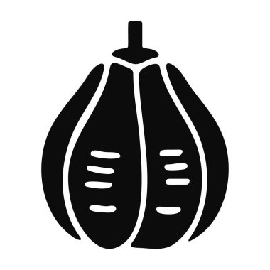 Siyah patlıcan silueti, tüm sebze grafiği, basit vektör simgesi