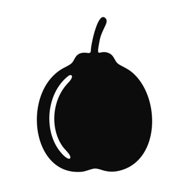 Saplı siyah bir armut silueti.