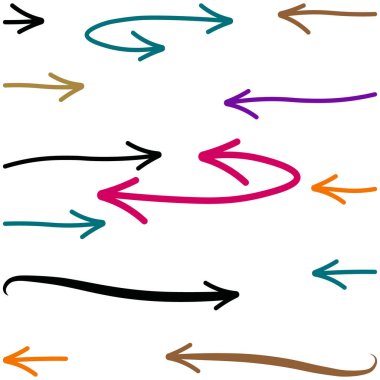 Çeşitli Renklerde Basit Oklar ve Eğrilerin Koleksiyonu