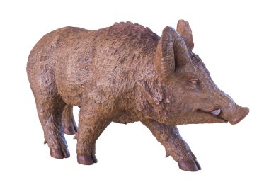 Ahşap bir yaban domuzu 2 figürü