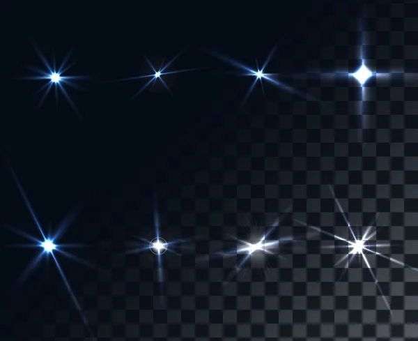 Light Glow Flare Stars Effect Set — Stock Vector
