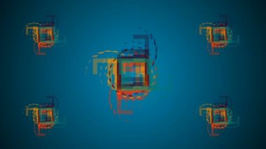 Hareketli arka plan hareketli kareler ve daireler ile. Sorunsuz döngü