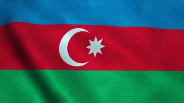 Rüzgarda sallanan Azerbaycan'ın gerçekçi Ultra-Hd bayrağı. Son derece ayrıntılı kumaş dokusu ile dikişsiz döngü