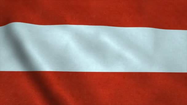 На ветру развевается флаг Австрии Ultra-HD. Бесшовная петля с высокой детализацией текстуры ткани — стоковое видео