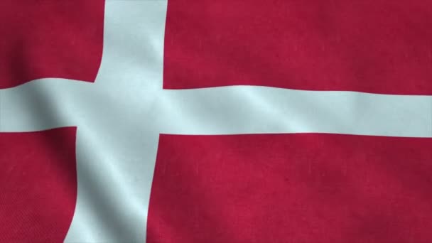 Realistic Ultra-HD flag of the Denmark waving in the wind. Seamless loop with highly detailed fabric texture — Stock Video