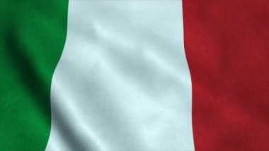 Gerçekçi Ultra Hd bayrağı İtalya rüzgarda sallayarak. Dağlık mufassal kumaş dokusu ile sorunsuz döngü