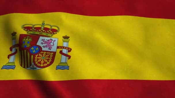 Bandera Realista Ultra-HD de la España ondeando al viento. Lazo sin costura con textura de tela muy detallada — Vídeos de Stock