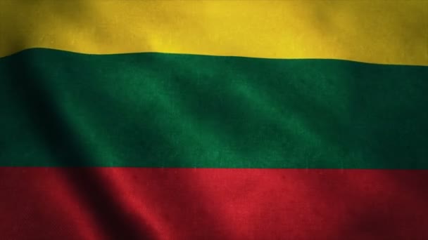 Realistické Ultra Hd vlajka Litvy mávat ve větru. Bezešvá smyčka s vysoce detailní textilie textura — Stock video