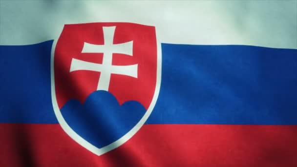 Realistisk Ultra-HD flagga av Slovakien viftande i vinden. Sömlös slinga med mycket detaljerad tyg textur — Stockvideo