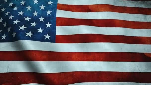 Drapeau ultra-HD réaliste des États-Unis agitant le vent. Boucle sans couture avec texture de tissu très détaillée — Video