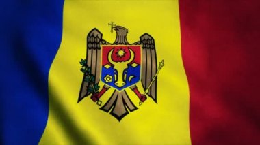 Moldova rüzgarda sallayarak gerçekçi Ultra Hd bayrak. Dağlık mufassal kumaş dokusu ile sorunsuz döngü
