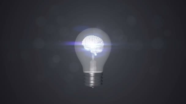 Light bulb with brain inside — Stock Video