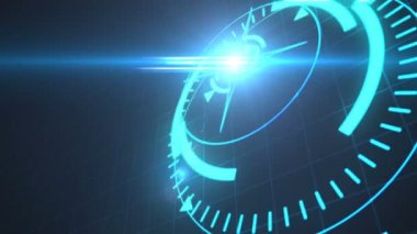 Kod hologram ile fütüristik screensaver. Hud Heads Up ekran tarayıcı yüksek teknoloji hedef dijital oku