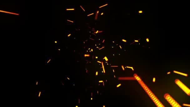 Hot glowing embers. Glittering particles — Stock Video