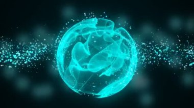 Dalga parçacıkları ile parlayan Küre