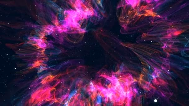 Tillnärmning till fantastiska och färgstarka nebulosan — Stockvideo