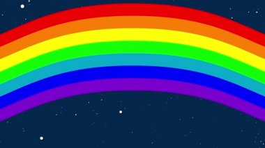 Yıldızların önündeki çizgili gökkuşağı dalgası arka planda, bilgisayar üretildi. 3B biçimlendirme alanı