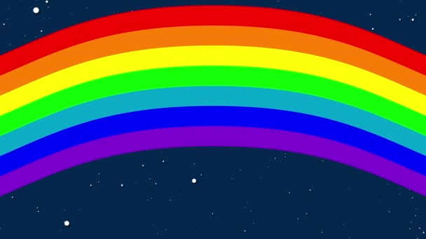 Onda arcobaleno a strisce davanti allo sfondo delle stelle, generato al computer. Rendering 3D spazio astratto — Video Stock