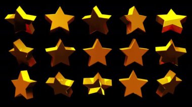 Altın izometrik yıldız kümesinin 3D görüntüsü. Bilgisayar tarafından oluşturulan izometrik arkaplan