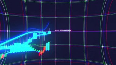 Borsa yatırım ticaretinin yükselen grafiği. Bilgisayar tarafından oluşturulan iş geçmişi. Büyüyen grafiğin 3d görüntülenmesi