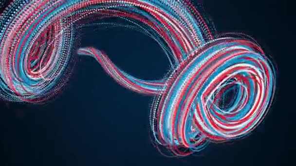 Спиральный абстрактный элемент из частиц, созданный компьютером. 3D рендеринг вихревого фона — стоковое видео