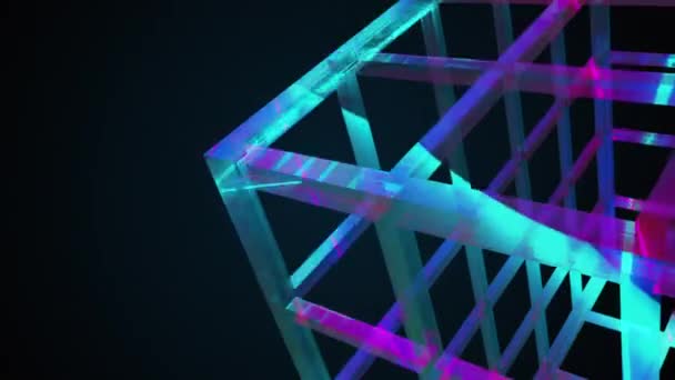 Duhové sklo, 3d provedení. Počítač generoval abstraktní pozadí — Stock video