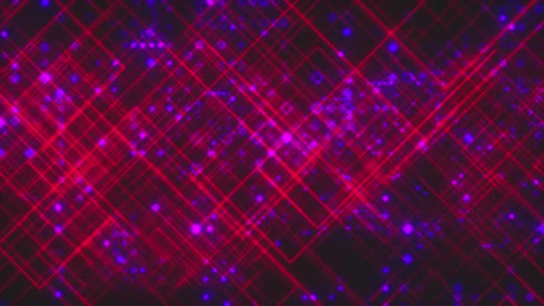 Digitální pozadí s tenkými úhlopříčkami tvořícími mříž a malé geometrické částice. Vygenerovaný 3D vykreslovací počítač — Stock video