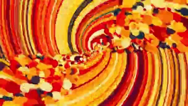 Elemento abstracto retorcido de líneas y partículas de colores, generado por computadora. 3d representación de fondo de vórtice — Vídeo de stock