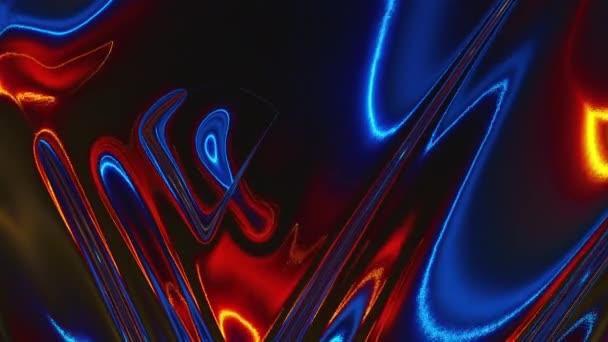 Verschuiving strepen op een vloeibare achtergrond, Computer gegenereerd. Abstracte neon vormen. 3d destructie — Stockvideo