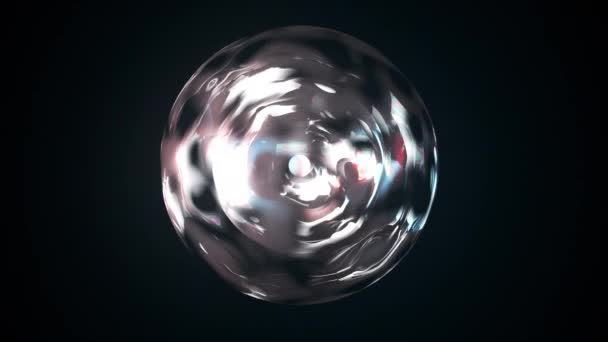 3D абстрактна магічна сфера знаходиться в темному просторі, 3D рендеринговий комп'ютер створений фон — стокове відео