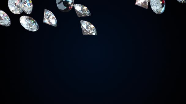 Falling large diamonds, computer generated. 3d render of beautiful background. — Stock Video