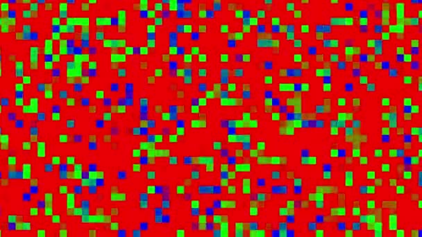 Комп'ютер створив абстрактний фон з невеликою мозаїкою. 3D візуалізація барвистих миготливих пікселів — стокове відео