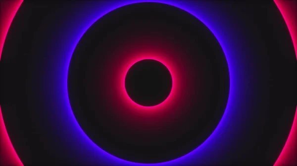 Círculos de neón abstractos, generados por computadora. 3d representación de fondo brillante futurista —  Fotos de Stock