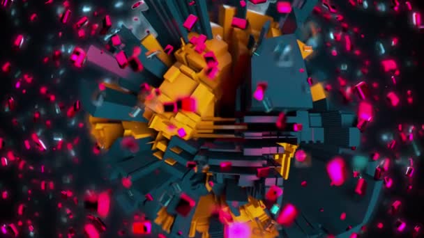 3d render technology background. Complicated abstract sphere with geometric constructions surrounded by many particles, computer generated — Stock Video