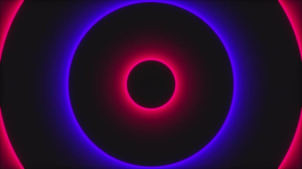 Círculos de néon abstratos, gerados por computador. 3d renderização de fundo brilhante futurista — Vídeo de Stock