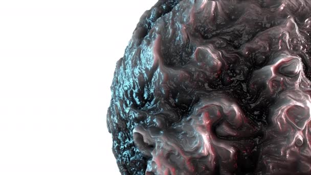 Počítačem generovaná olejová koule s kudrnatým tvarem. 3D vykreslení abstraktního pozadí s kouřovou texturou — Stock video