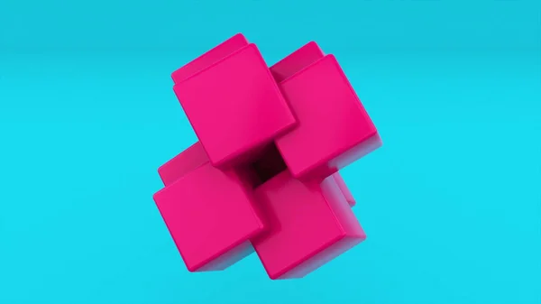 Transformation de forme cubique simple en construction complexe, générée par ordinateur. 3d rendu abstrait fond géométrique — Photo