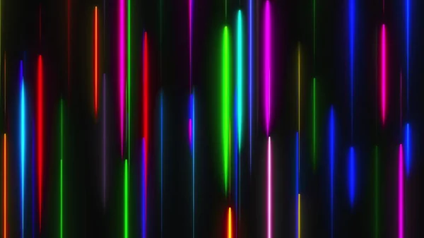 Vele verticale neon verlichting lijnen, abstracte computer gegenereerde achtergrond, 3d render — Stockfoto