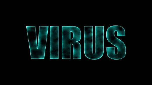 Computer generierte Hintergrund mit brennenden Banner Virus. 3D-Darstellung eines feurigen Textrahmens — Stockfoto