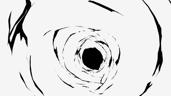 Redare 3D a tunelului de desene animate albe. Calculatorul a generat gaură adâncă. Fundal de artă — Fotografie, imagine de stoc