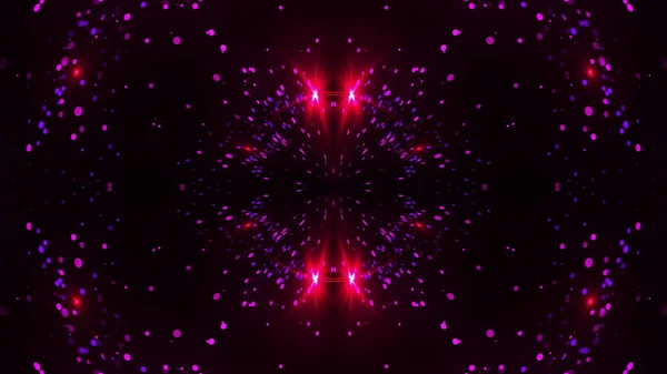 Partículas fractais e erupções na reflexão do espelho, renderização 3d. Computador gerado fundo abstrato — Fotografia de Stock
