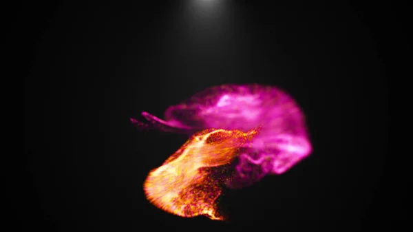 Danza de partículas de color concentradas, generadas por computadora. 3d representación abstracto telón de fondo con nubes fluidas —  Fotos de Stock