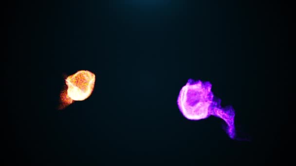 Danse de particules colorées concentrées, générées par ordinateur. 3d rendu abstrait toile de fond avec des nuages fluides — Video