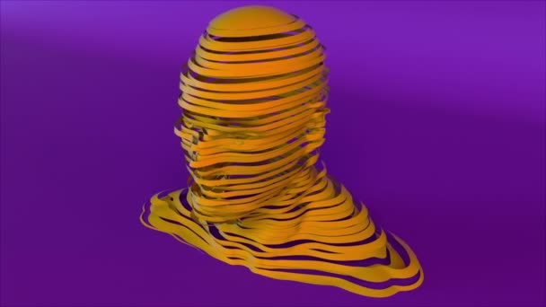 Cabeça humana e rosto formado por linhas, renderização 3D. Computador gerado fundo com deformação da cabeça — Vídeo de Stock