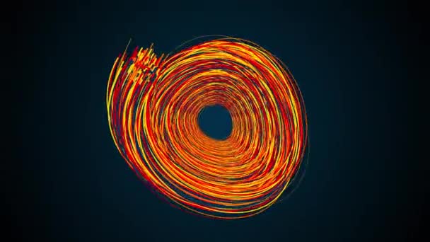 Абстрактні кола мерехтливих барвистих смуг, створений комп'ютер. 3D візуалізація сучасного фону — стокове відео